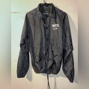 Matix Compton Surf Club LA Coach Jacket Black Graphic Windbreaker Small